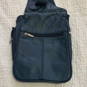 Buxton Blue Leather Sling Bag - Compact Crossbody Organizer